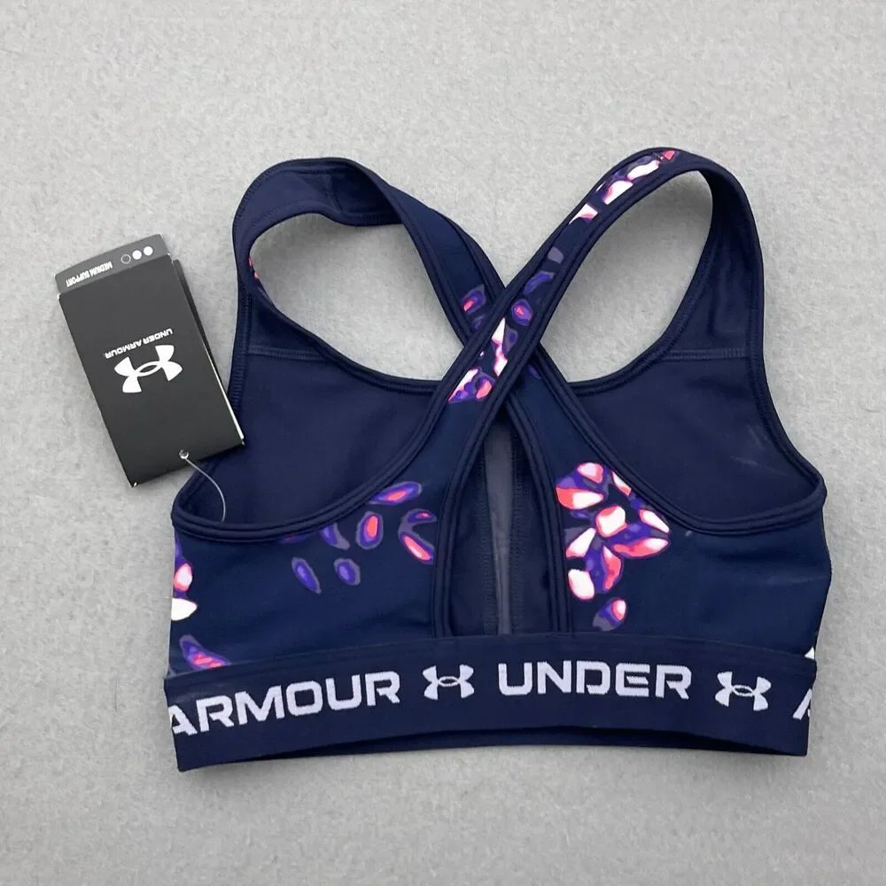 Under Armour Womens XS Compression Sports Bra Floral Print Medium‎ Support NWT